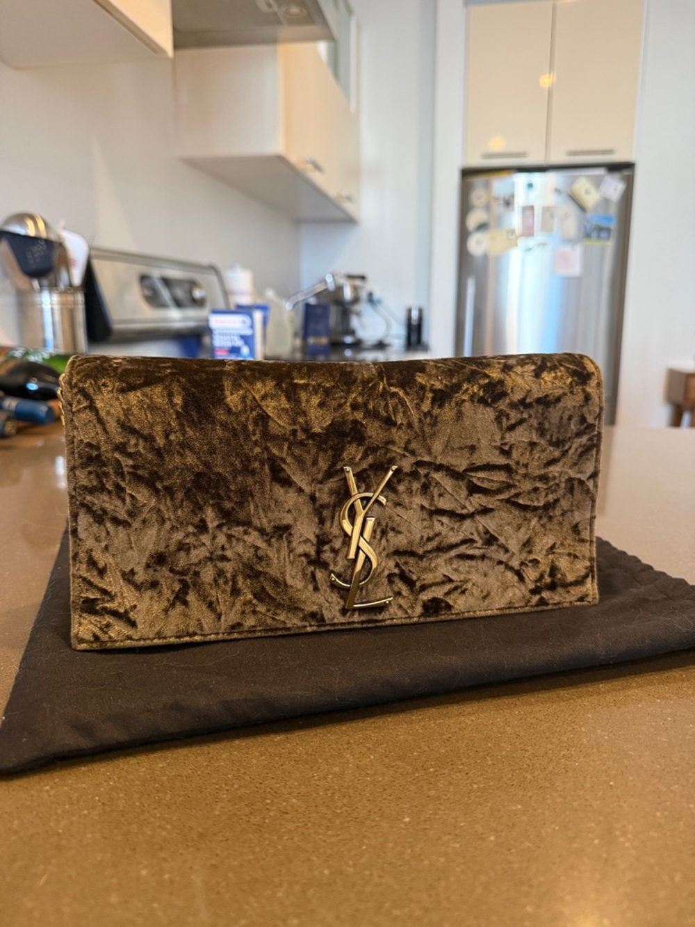 Saint Laurent Kate 99 Velvet YSL Monogram Clutch - Picture 8 of 12